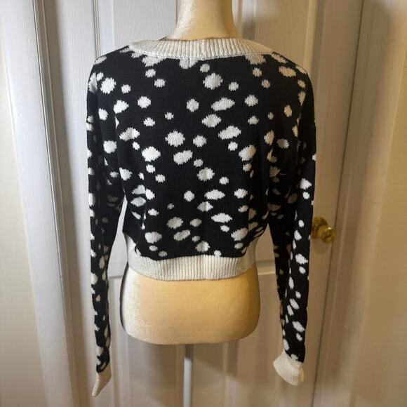 Lovers + Friends Revolve Myla Cropped Wool Blend Black & White Polka Dot Sweater - Picture 5 of 8
